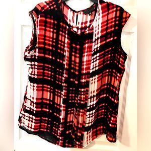 Worthington extra large sleeveless polyester blouse red, black, and white classy